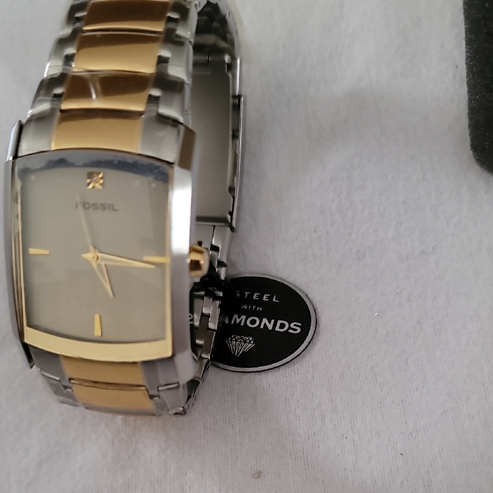 Fossil Gold and Silver Rectangular Watch - Picture 2 of 4